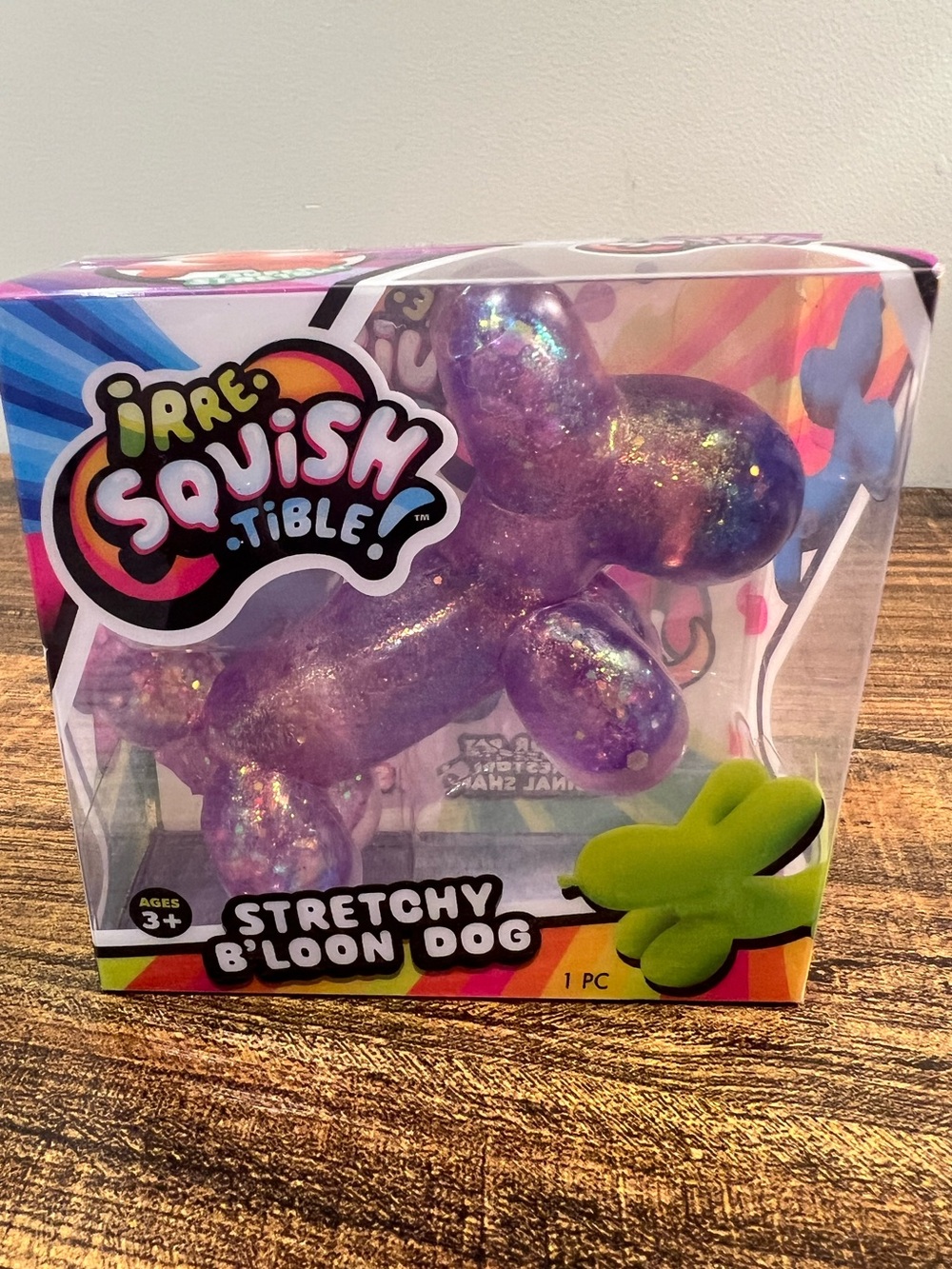 🔥💜Rare iRRE-Squish-Tible Stretchy B'loon Dog Squishy - Purple Glitter!